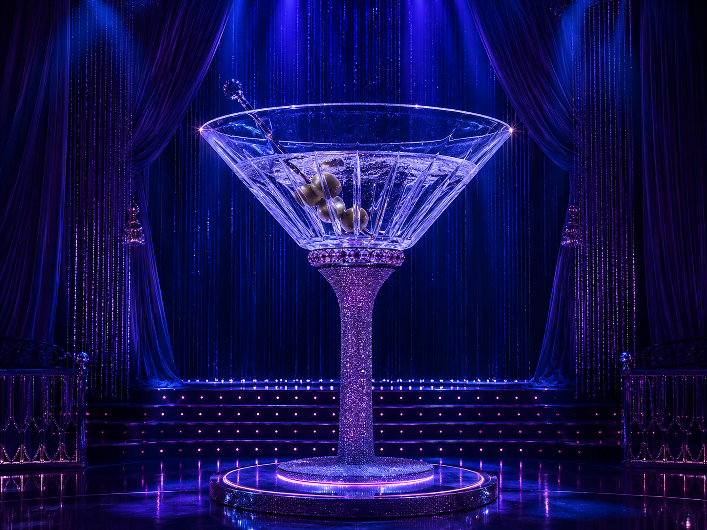 Copa de martini gigante icono del espectáculo burlesque de Dita Von Teese