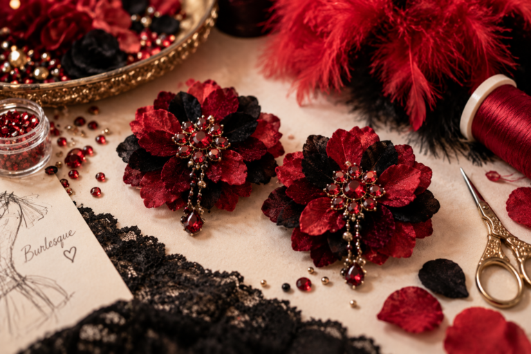 pezoneras de flores hechas a mano para vestuario burlesque